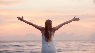 woman upstretched arms