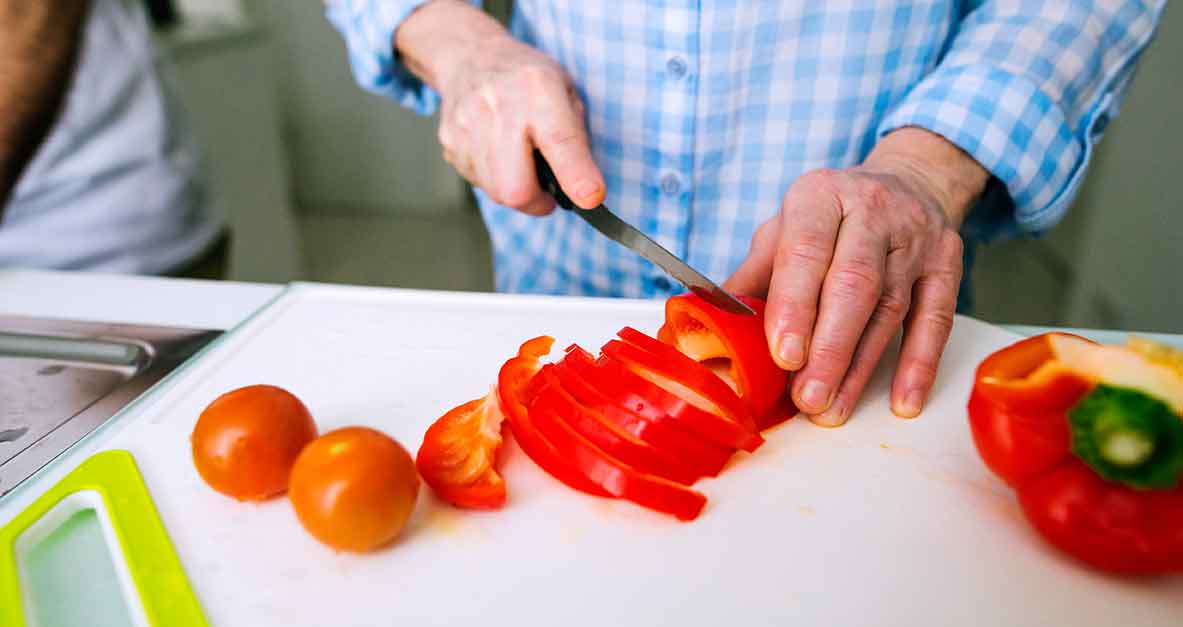 cutting veggies